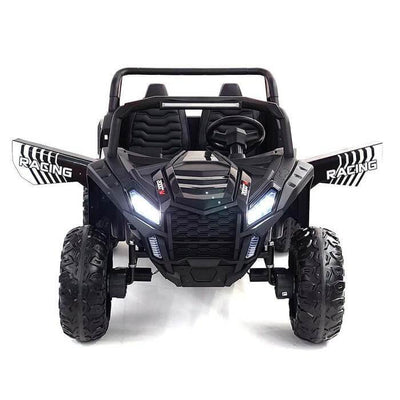 Black 2-Seater XXL Edition Blade BT 24V/4WD Kids' Exclusive Buggy/UTV With Rubber Wheels, Leather Seats, Music & RC.