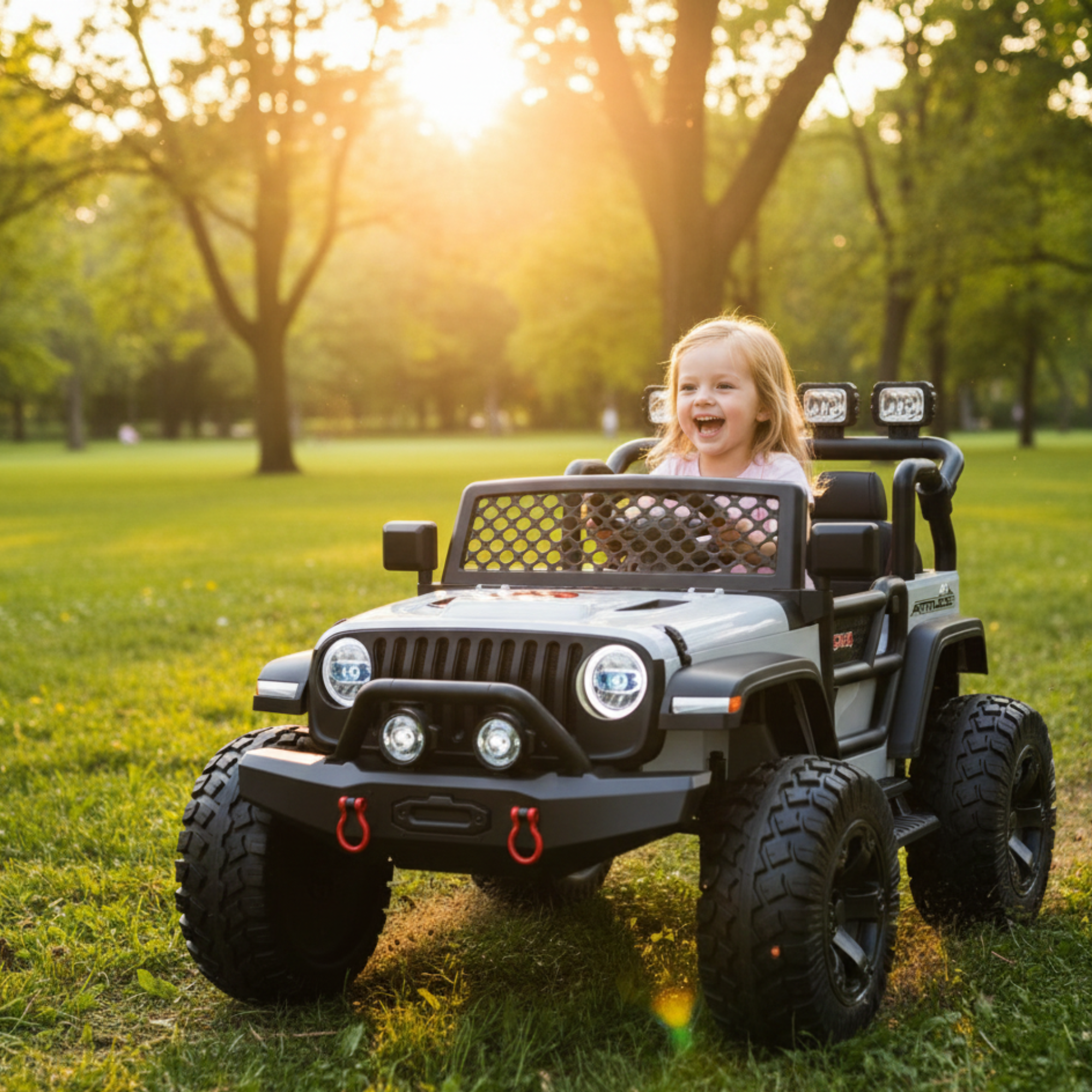 White 24V TrailMax Edition XXL 2-Seater 24V 4X4/AWD Kids Ride on Truck W/ EVA Rubber Wheels, BT & RC
