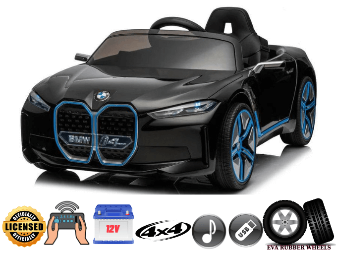 Black Complete Edition 12V Licensed BMW I4 Kids and Toddlers 4WD Ride on Car, RC image 1