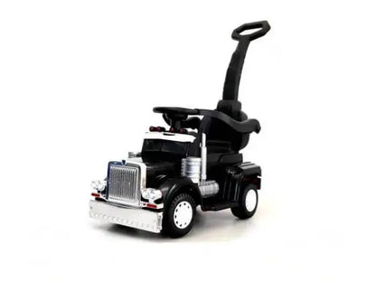 Black Big Rig Edition 3-in-1 Convertible 6V Ride-on Truck and Push-Car with Remote Control image 0