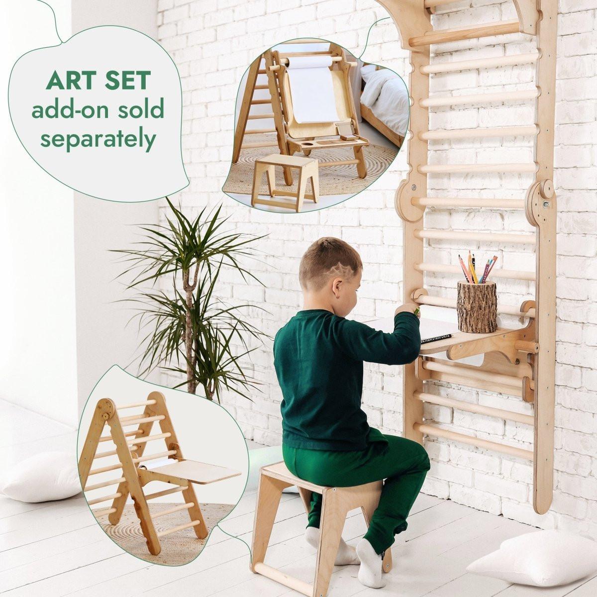 3in1: Wooden Swedish Wall / Climbing ladder for Children + Swing Set + Slide Board.