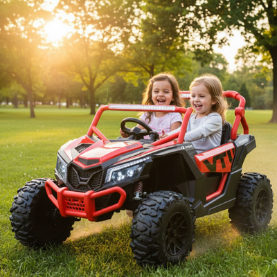 Red 2-Seater XXL Premium MegaTrek 2-Seater 24V 4X4/AWD Kids Ride on UTV Buggy W/ EVA Rubber Wheels, BT & RC.
