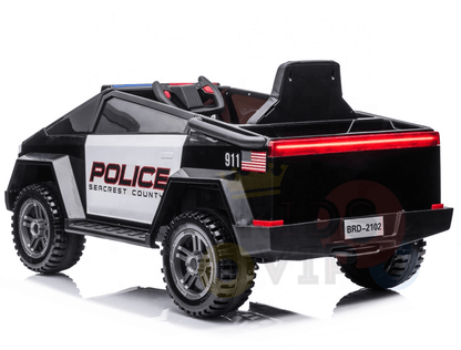 Future Police 12V Ride On Truck, 4x4, Leather Seat, Siren, BT, Rubber Wheels, RC image 4