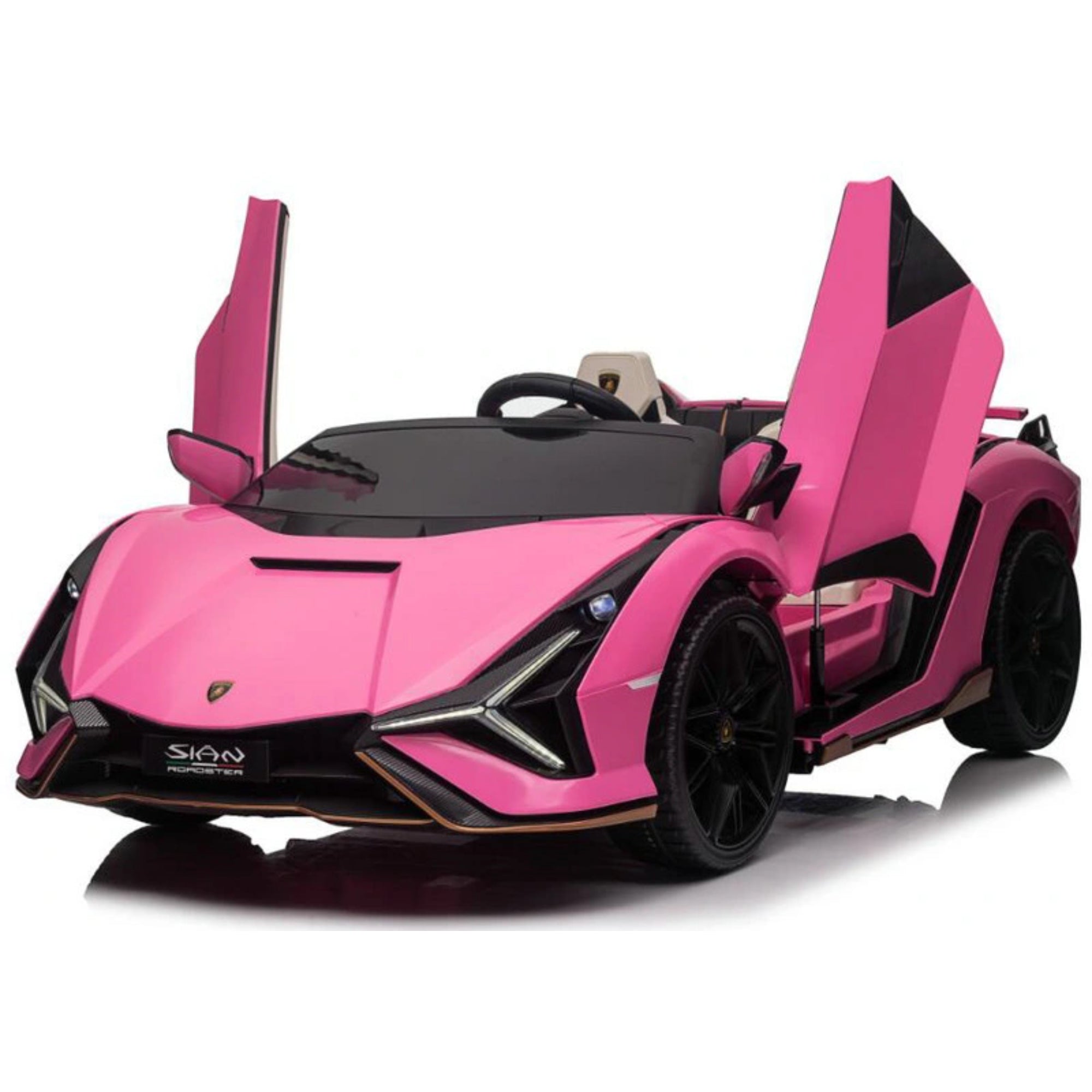 Luxurious Pink Lamborghini Sian 24V 4x4 Ride-On Car for Kids: Officially Licensed Two-Seater Top Edition Rubber Wheels, BT, RC image 7
