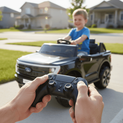 Black 2 Seater Lighting Edition Ford F-150, 24V Kids Ride on Truck.