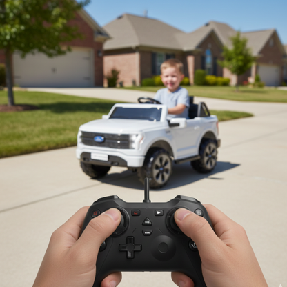 White 2 Seater Lighting Edition Ford F-150, 24V Kids Ride on Truck