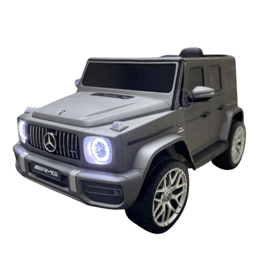 12V Luxury Matte Grey Edition Mercedes Benz AMG G63 Ride-On SUV W/ Rubber Wheels, Leather Seat, Bluetooth & RC.