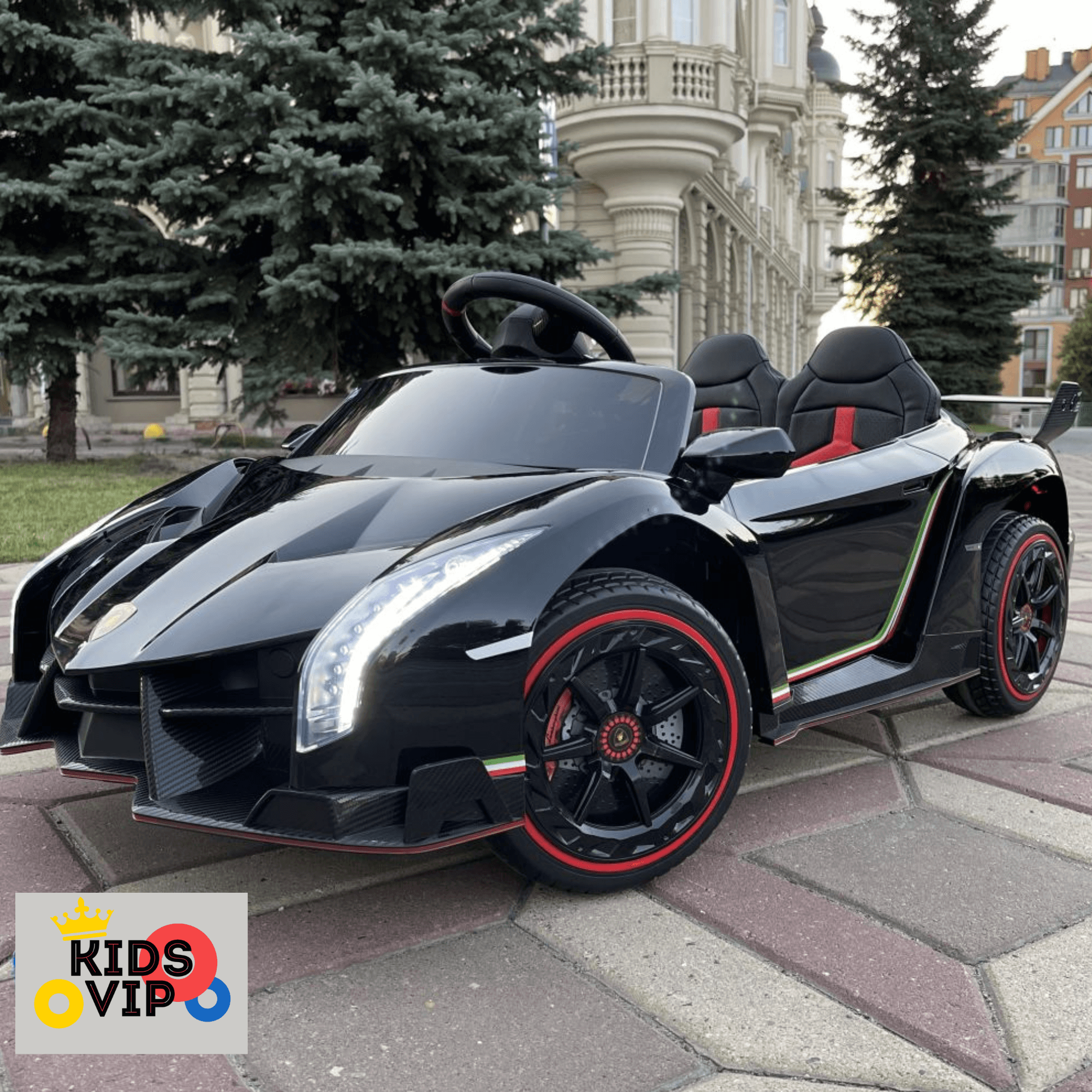 Limited Black Edition Lamborghini Veneno 12V 4X4 Toddlers Ride-on Car, BT, RC image 2