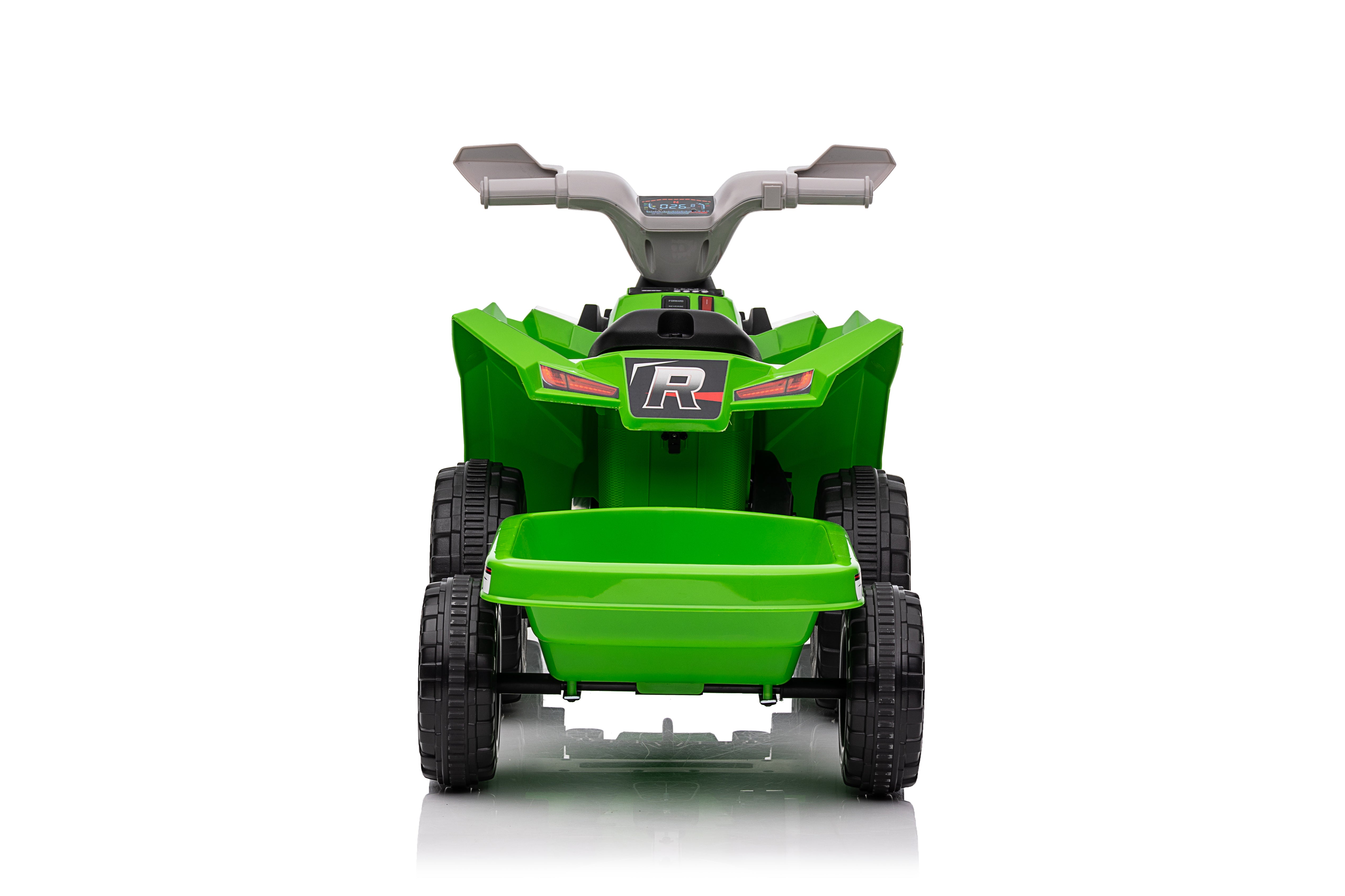 Green 6V Kids 6-Wheel ATV W/ Trailer, Music, BT and Microphone
