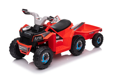 Red 6V Kids 6-Wheel ATV W/ Trailer, Music, BT and Microphone