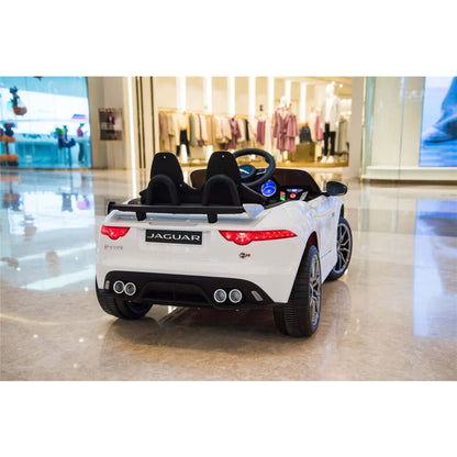 White Jaguar F Type Kids Licensed Ride-On Car with Rubber Wheels, Bluetooth, RC image 7