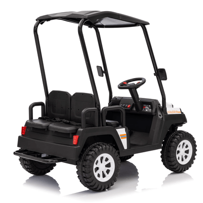 24V White Golf Buggy Edition 4-Seater 4x4 Kids' Ride-On UTV W/ Canopy, EVA Rubber Wheels, Music & RC.