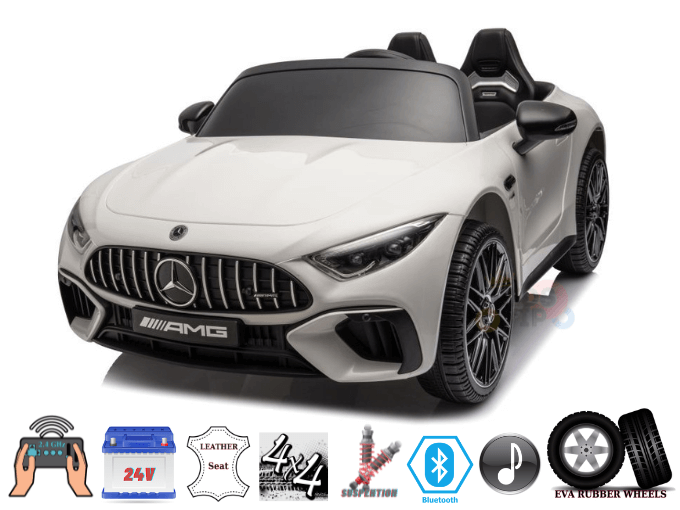 Luxurious White Mercedes Benz SL63 Kids' Ride-On Car with 24V 4WD, Premium Eva Wheels, and Remote Control image 1