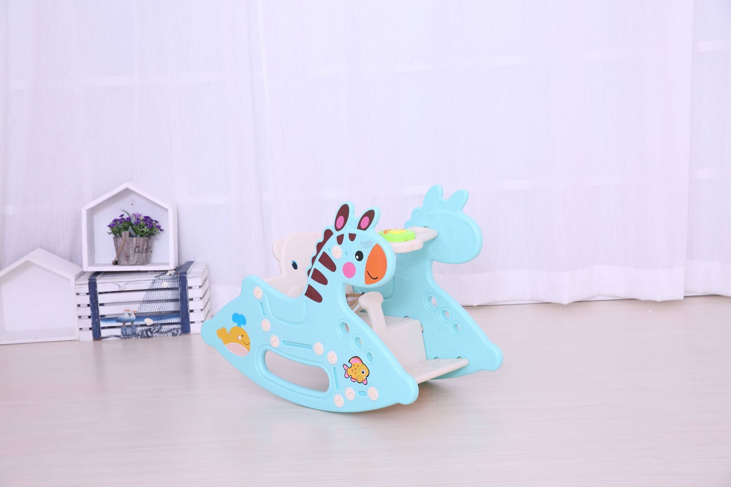 Toddlers and Infants Rocking Deer Edition Chair with Music - Blue image 2