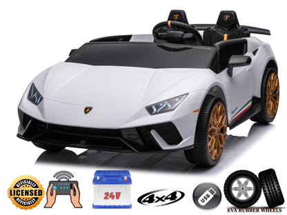White 2-Seater Officially Licensed 24V Lamborghini Huracan 4x4 Complete Edition Ride-On Car image 1