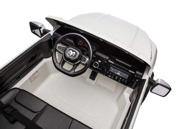 White Complete Edition XXL 2-Seater 4x4 RAM 3500 Ride-On Truck.