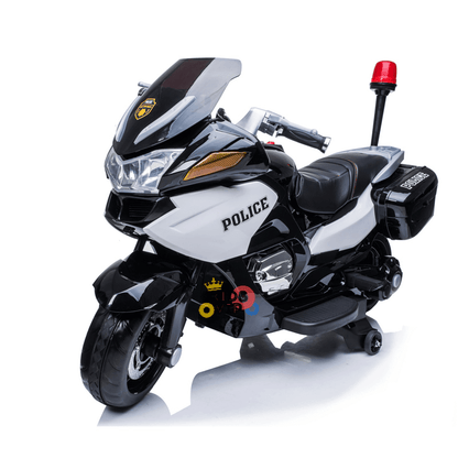 Upgraded MP3 Edition Kids' 24V Police Ride-on Motorcycle w/ Rubber Wheels, Leather Seat, Optional Stabilizing Wheels, Top box Storage, Siren, Lights, USB - KIDS VIP image 7