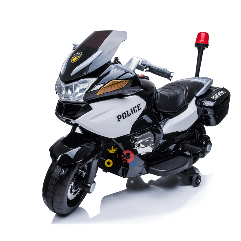 Upgraded MP3 Edition Kids' 24V Police Ride-on Motorcycle w/ Rubber Wheels, Leather Seat, Optional Stabilizing Wheels, Top box Storage, Siren, Lights, USB - KIDS VIP image 7