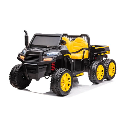 6-Wheeler 24V 2-Seater Ride-on Tractor Trailer with Dump Cart and Parental Remote