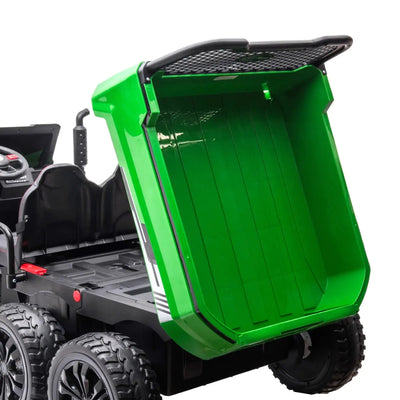 6-Wheeler 24V 2-Seater Ride-on Tractor Trailer with Dump Cart and Parental Remote