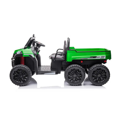 6-Wheeler 24V 2-Seater Ride-on Tractor Trailer with Dump Cart and Parental Remote