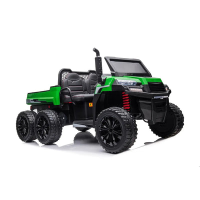 6-Wheeler 24V 2-Seater Ride-on Tractor Trailer with Dump Cart and Parental Remote
