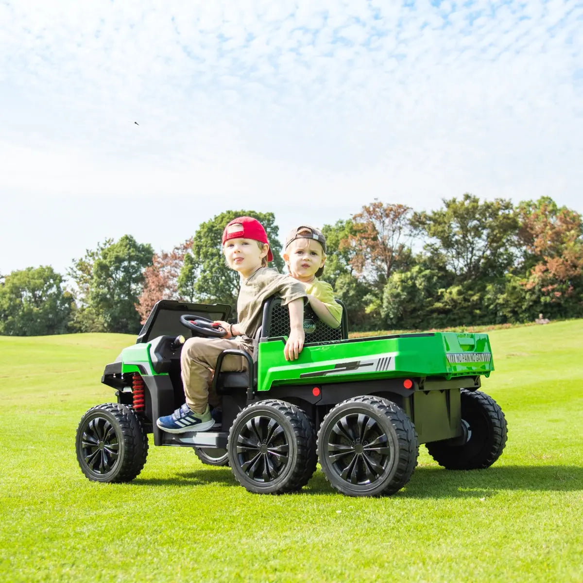 6-Wheeler 24V 2-Seater Ride-on Tractor Trailer with Dump Cart and Parental Remote