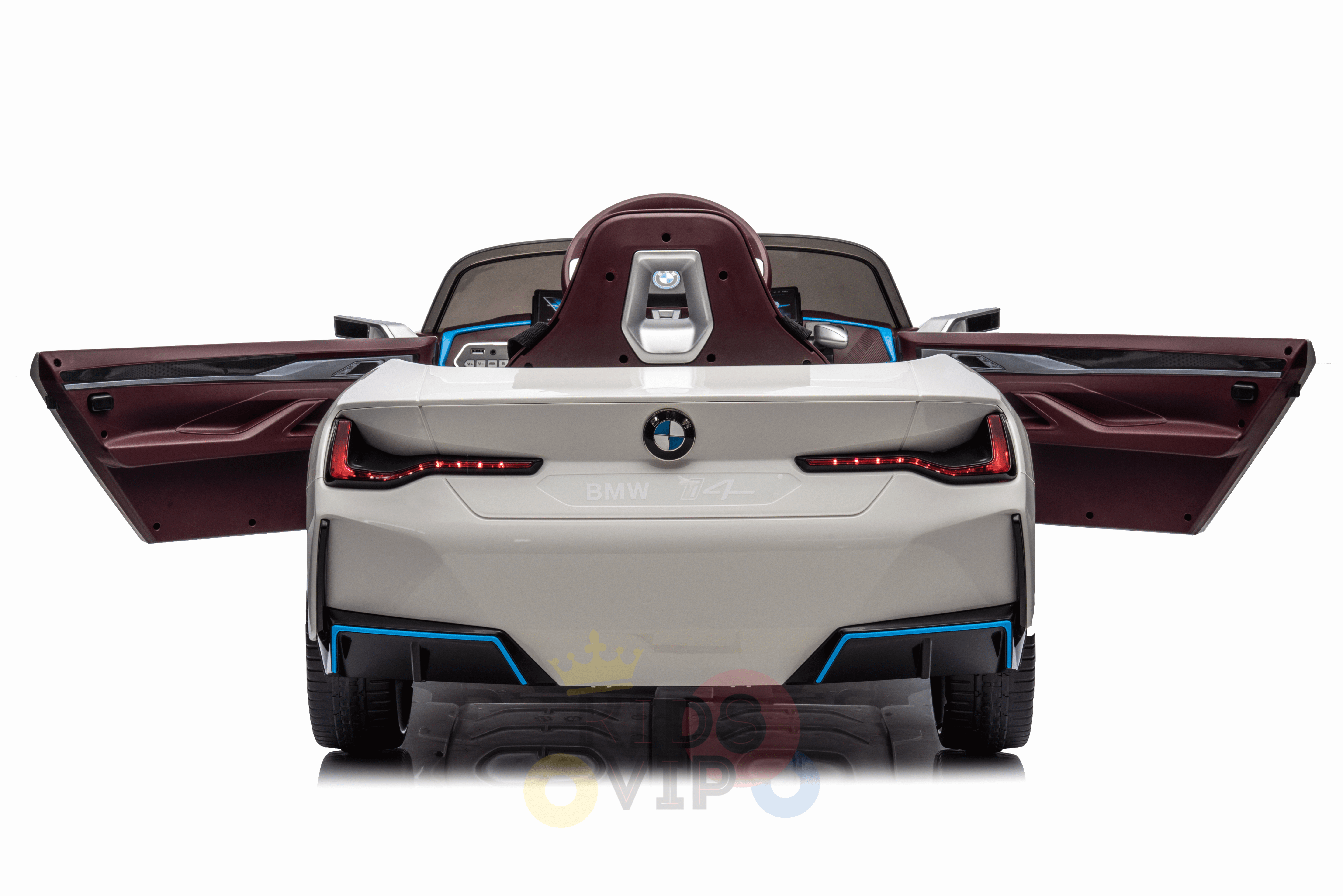 White Complete Edition 12V Licensed BMW I4 Kids and Toddlers 4WD Ride on Car, RC image 3