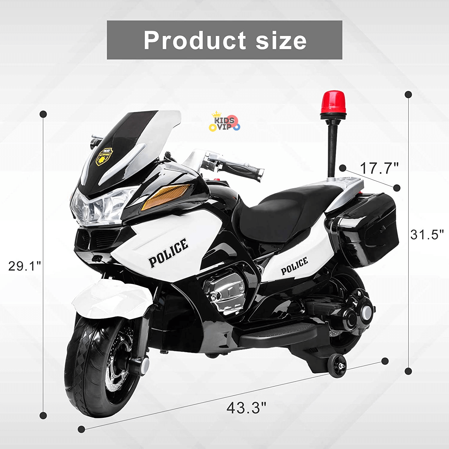Police Officer Edition 24V Kids Motorcycle With Music, Lights and Rubber Wheels image 1