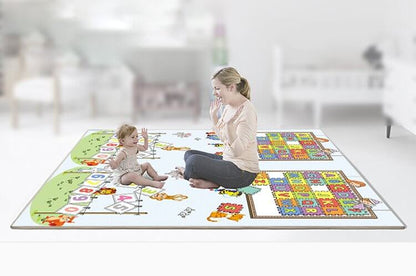 XL Double Sided Foldable, Waterproof Foam Play Mat Puzzles Edition, 200x180x1cm image 5