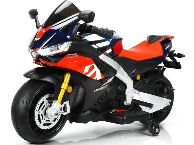 Upgraded Aprilia RSV4 12V Super Motorcycle With Music, Lights and Rubber Wheels