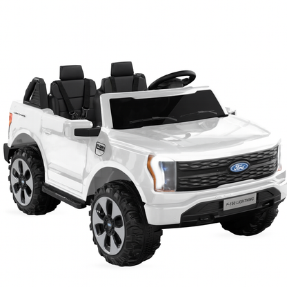White 2 Seater Lighting Edition Ford F-150, 24V Kids Ride on Truck