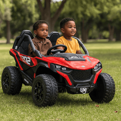 Red Power MX 2-Seater 24V 4x4 Kids' Ride-on UTV Buggy W/ EVA Rubber Wheels, Music & RC.