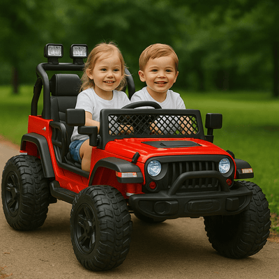 Red 24V TrailMax Edition XXL 2-Seater 24V 4X4/AWD Kids Ride on Truck W/ EVA Rubber Wheels, BT & RC.
