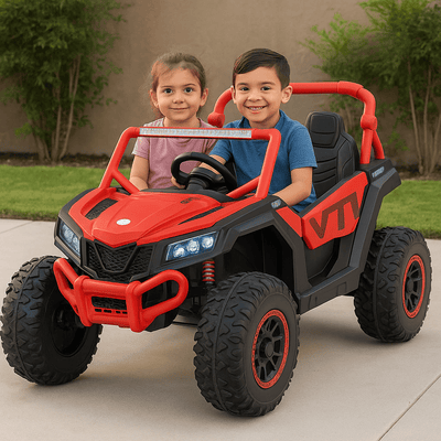 Red 2-Seater XXL Premium MegaTrek 2-Seater 24V 4X4/AWD Kids Ride on UTV Buggy W/ EVA Rubber Wheels, BT & RC.