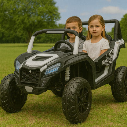 White Heavy Duty 24V 14Ah Blade XR Edition XXL 2-Seater Ride-On Buggy W/ 180W Brushless Motor, Inflatable Tires & BT (No RC)