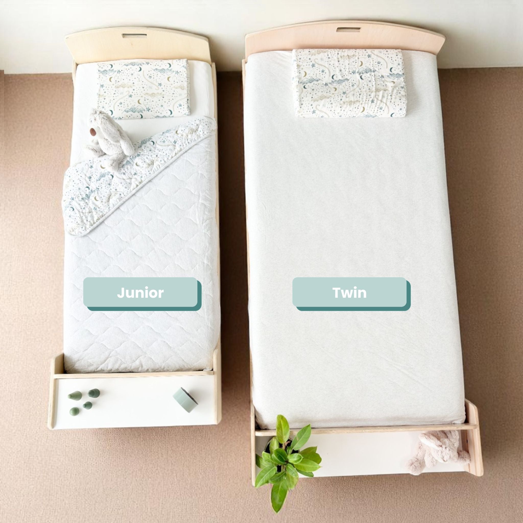 CHERRY JUNIOR - Montessori Floor Bed with Shelves