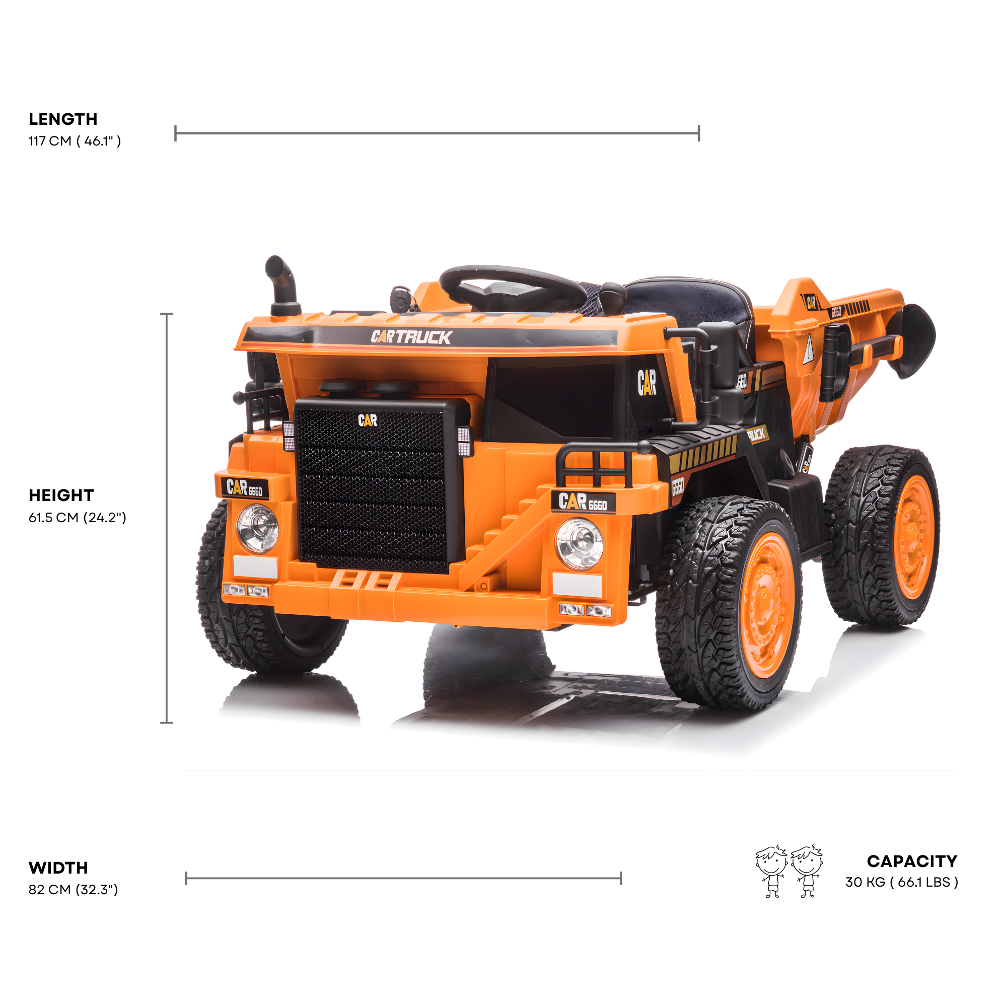 12V Kids' Ride-On Construction Dump Truck W/ Rubber Wheels, Automatic Dump Bed, Music & RC