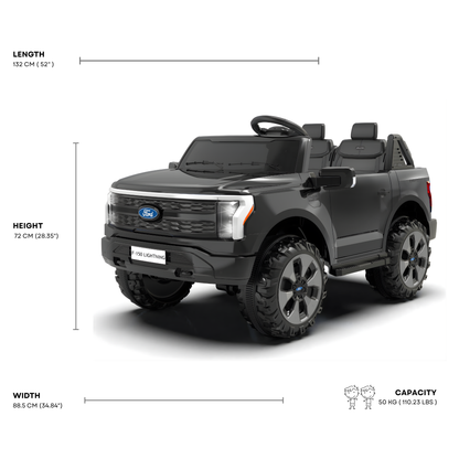 Black 2 Seater Lighting Edition Ford F-150, 24V Kids Ride on Truck