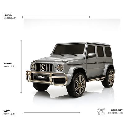 24V Exclusive Matte Grey Mercedes Benz G63 2-Seater 4x4 Kids' Ride-on SUV W/ EVA Wheels, Leather Seats, Light-up Logo, BT & RC