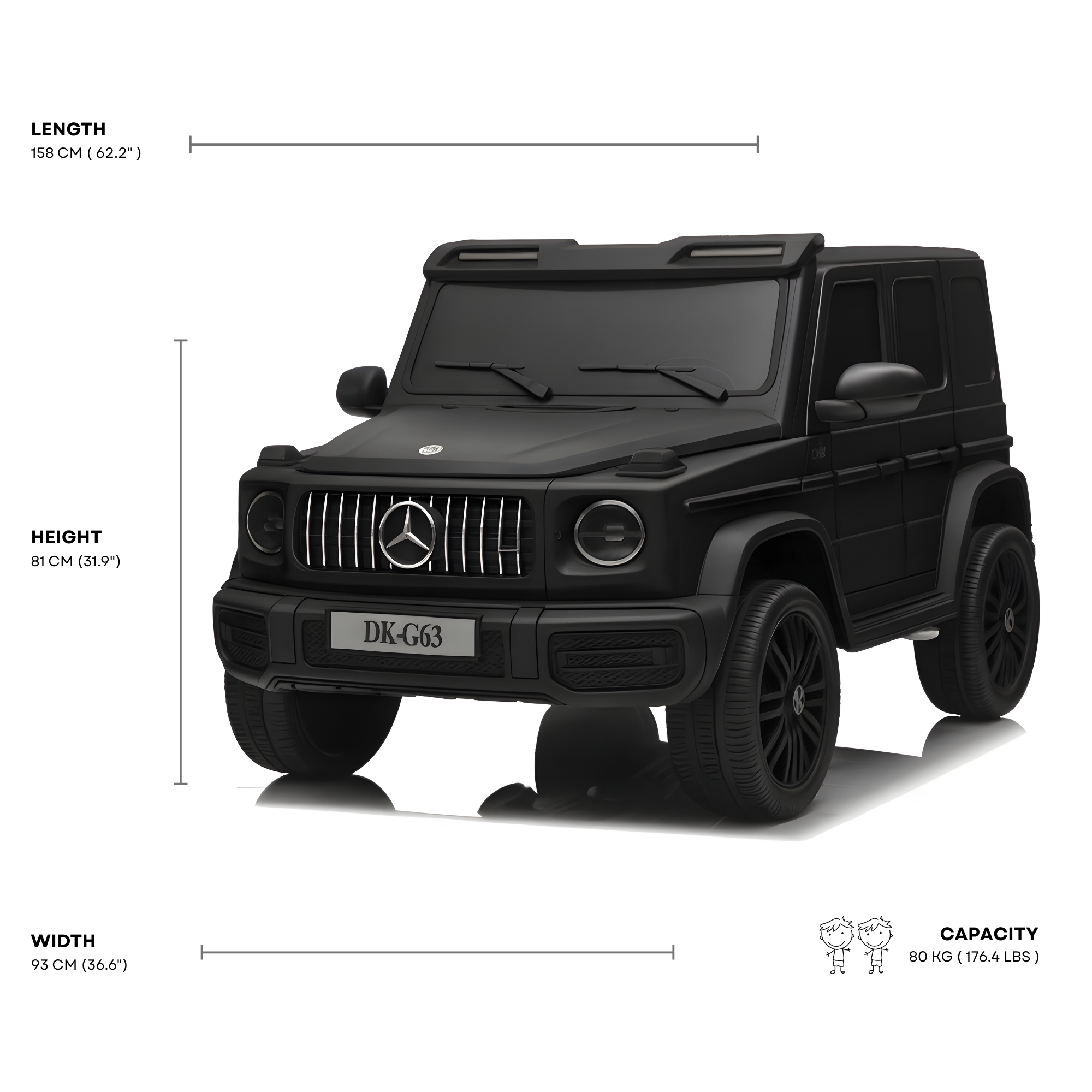 2x24V Platinum Matte Black Edition XXL 4x4 Mercedes G63 Kids' Ride on SUV W/ MP4, EVA Rubber Wheels & RC