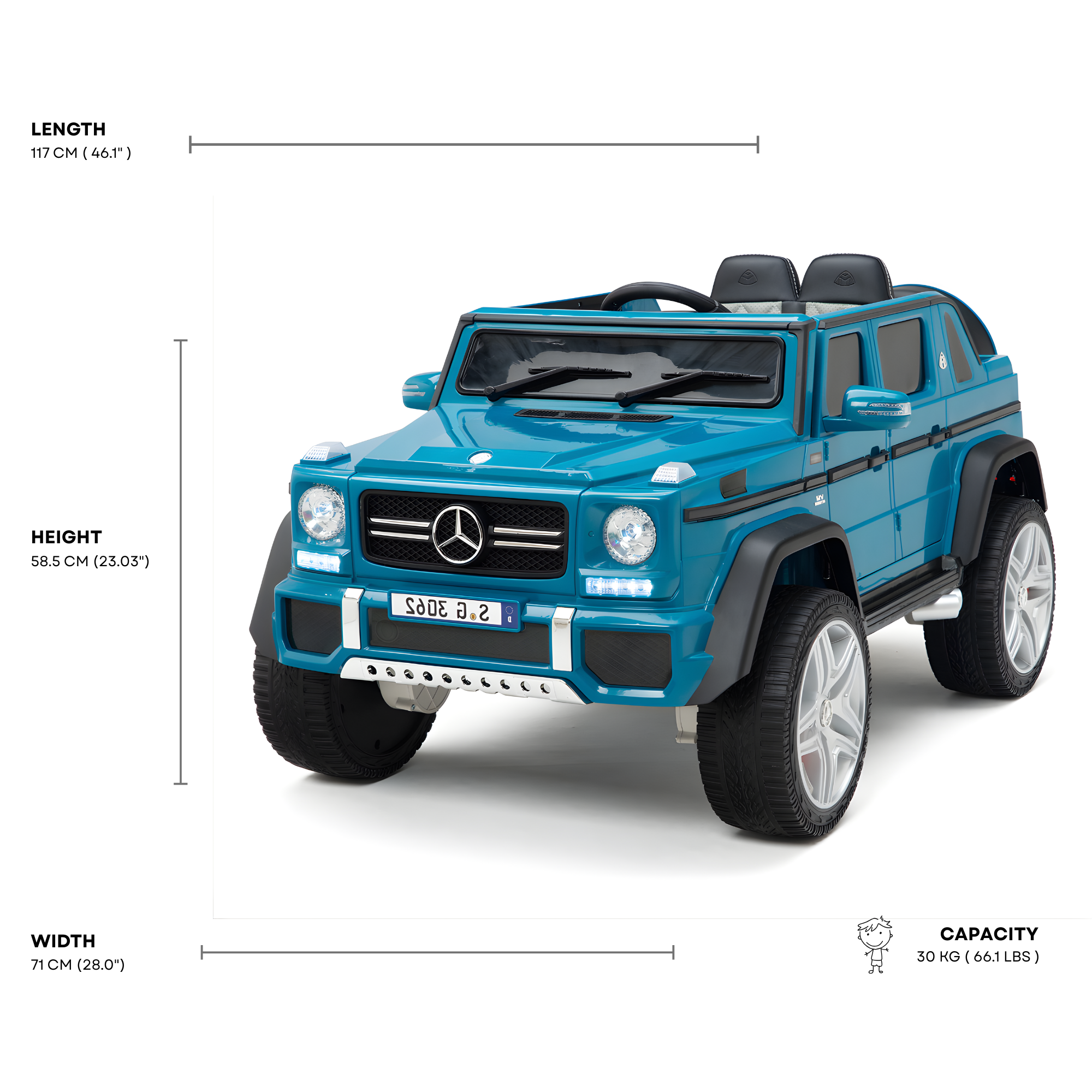 12V Blue Luxury Mercedes Maybach G650s Kids' 4x4 Ride-on SUV W/ Rubber Wheels, Music & RC