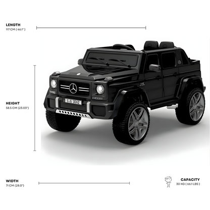 12V Matte Black Luxury Mercedes Maybach G650s Kids' 4x4 Ride-on SUV W/ Rubber Wheels, Music & RC