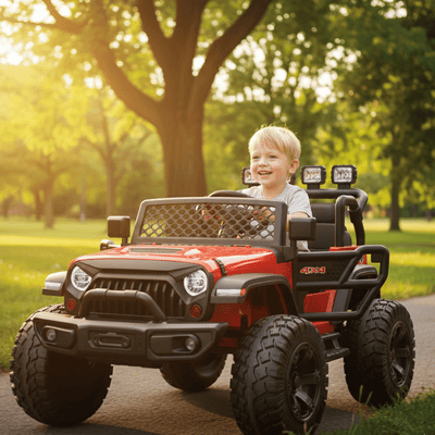 Red 24V TrailMax Edition XXL 2-Seater 24V 4X4/AWD Kids Ride on Truck W/ EVA Rubber Wheels, BT & RC.