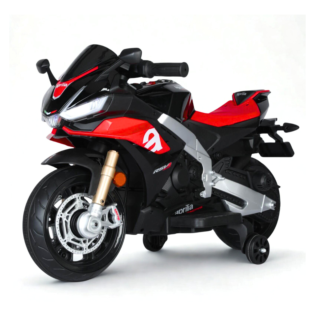 24V Upgraded Aprilia RSV4 Super Motorcycle W/ EVA Rubber Wheels, Music & Lights