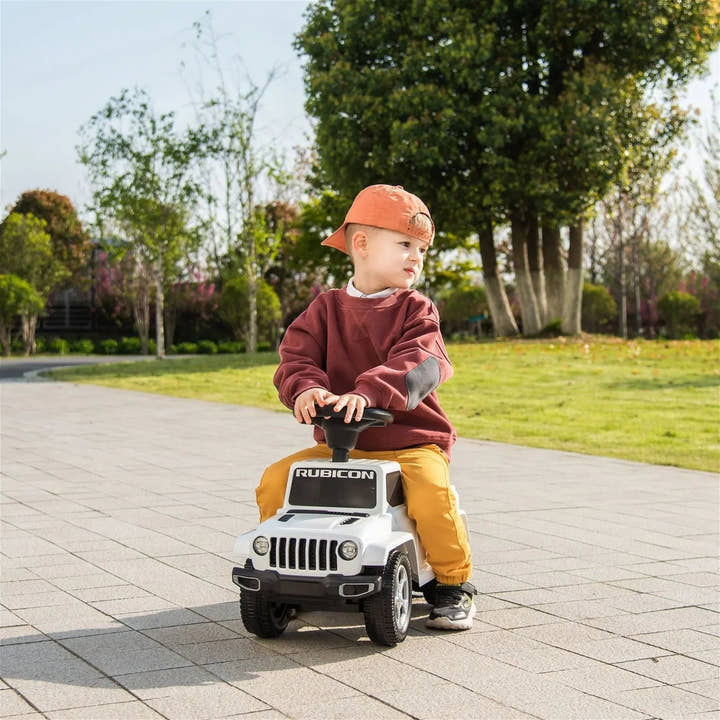 White Jeep Rubicon Foot to Floor Ride-On for Toddlers