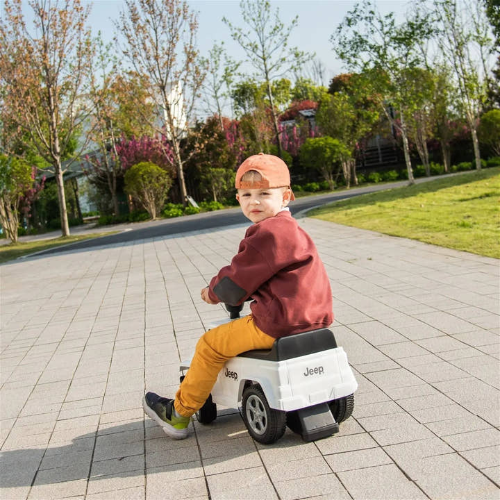 White Jeep Rubicon Foot to Floor Ride-On for Toddlers
