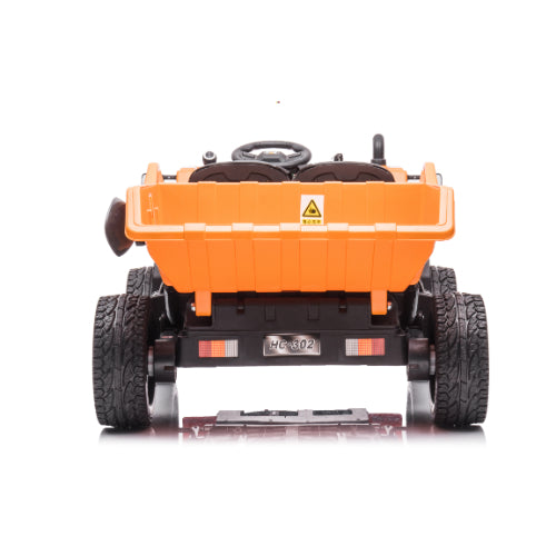 12V Kids' Ride-On Construction Dump Truck W/ Rubber Wheels, Automatic Dump Bed, Music & RC