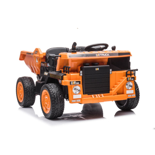 12V Kids' Ride-On Construction Dump Truck W/ Rubber Wheels, Automatic Dump Bed, Music & RC
