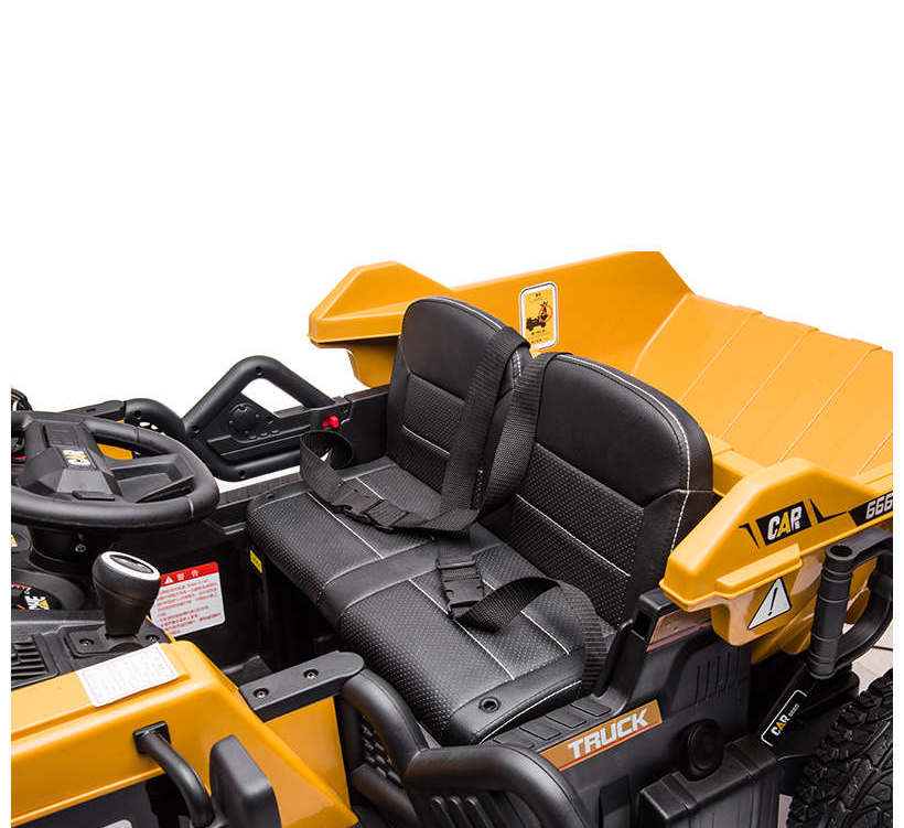 12V Kids' Ride-On Construction Dump Truck W/ Rubber Wheels, Automatic Dump Bed, Music & RC